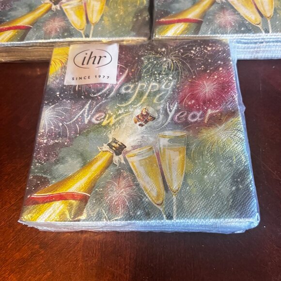 Ihr Happy New Year Paper Napkins 20 Ct each 3-Ply 10" X 10" unfolded set of 3 - Picture 2 of 4